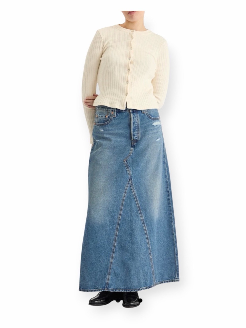LEVIS‎ ICONIC LONG SKIRT Verified Vintage Ski Denim Maxi Size 32